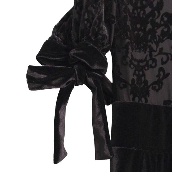 Killstar Womens Miss FurFur Fit & Flare Dress Black Skull Mini Velvet Goth L New - Picture 5 of 15